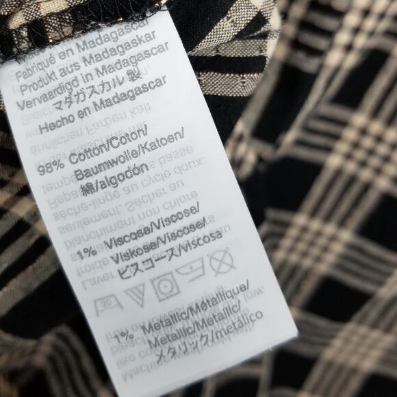 MADEWELL Ruffle-Yoke Top in Metallic Plaid - Size XS - Picture 8 of 10